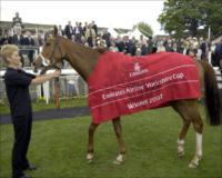 Sgt. Cecil in the winners enclosure after winning the Emirates Airline Yorkshire Cup
