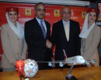 Ghaith Al Ghaith, Executive VP Commercial Operations World Wide, Emirates and Adriano Galliani, Executive Vice President, AC Milan at the announcement of Emirates' sponsorship of the Club