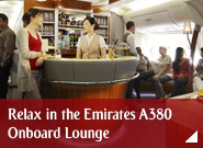 Relax in the Emirates A380 Onboard Lounge