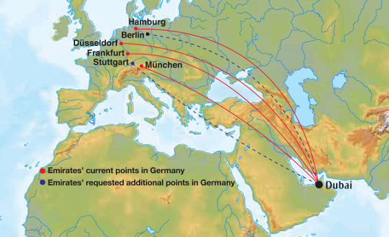 Additional points of call for Emirates in Germany